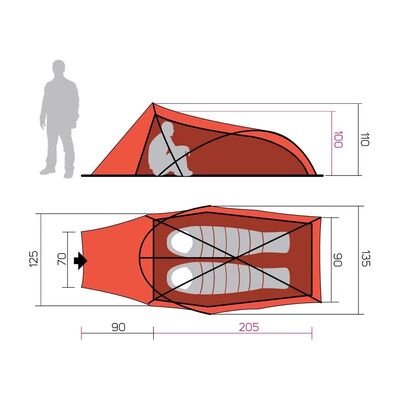 HannaH Hawk Snow 2 Kişilik Ultralight 5 Mevsim Çadır Turuncu - 2