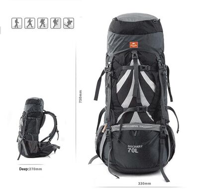 Naturehike Kampçı Dağcı Sırt Çantası 70lt Siyah Gri - 2